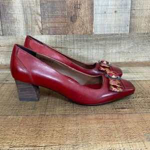 Corkys Shoes Elite BY Corkys Camellia Women's 9 Red Leather Bow Art To Wear‎